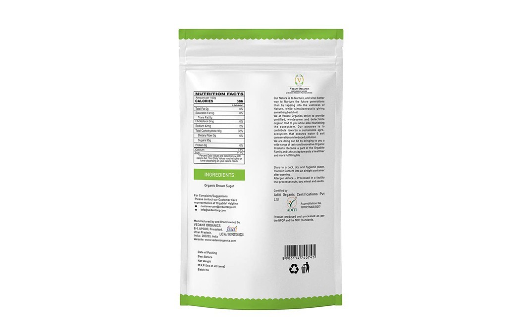Orgabite Organic Brown Sugar    Pack  1 kilogram